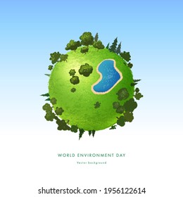 World environment day. Earth globe with splashes in watercolor style art. Concept design for banner, poster, greeting card. Vector illustration