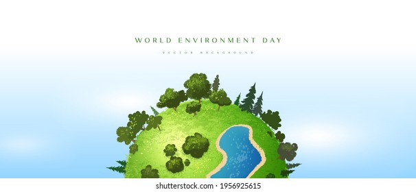 World environment day. Earth globe with splashes in watercolor style art. Concept design for banner, poster, greeting card. Vector illustration