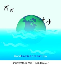 World environment day. Earth globe art.. Concept design for banner, greeting card, t-shirt, print, poster. Vector illustration