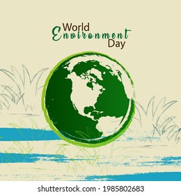 World environment day. Earth globe art.. Concept design for banner, greeting card, t-shirt, print, poster. Vector illustration