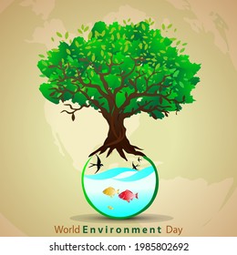 World environment day. Earth globe art.. Concept design for banner, greeting card, t-shirt, print, poster. Vector illustration