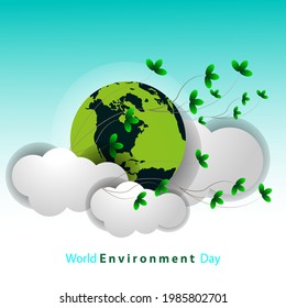 World environment day. Earth globe art.. Concept design for banner, greeting card, t-shirt, print, poster. Vector illustration