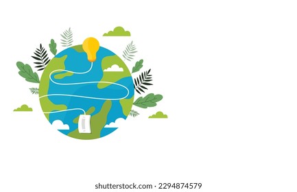 Día mundial del medio ambiente y Día de la Tierra con ilustración de concepto de tierra verde vectorial