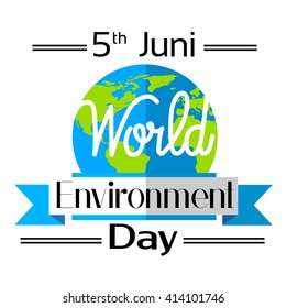 World Environment Day Earth Planet Globe Logo Flat Vector Illustration