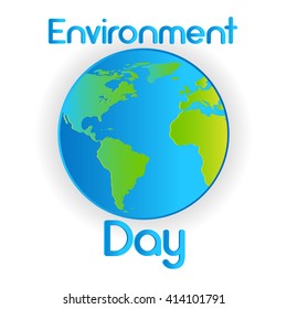 World Environment Day Earth Planet Globe Logo Flat Vector Illustration