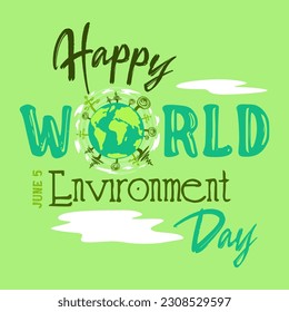 Día mundial del medio ambiente, Día de la Tierra, salvar el concepto del planeta. Ilustración del vector Eco-Tierra verde