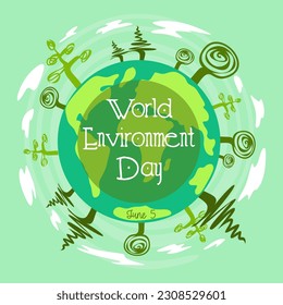 Welten Tag der Umwelt, Tag der Erde, retten Sie den Planeten Konzept. Green Eco Earth Vektorgrafik