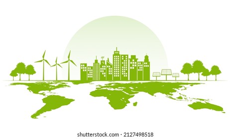 World Environment Day, Eco Friendly And Sustainability Development City Concept, Vector Illustration