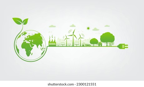 World environment day, Eco friendly, Green city and sustainability development concept, vector illustration