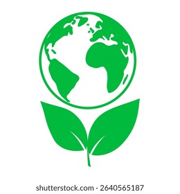 World environment day. Ecology concept. Design with globe map drawing and leaves.