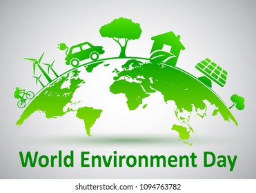 World Environment Day, ecology planet - vector