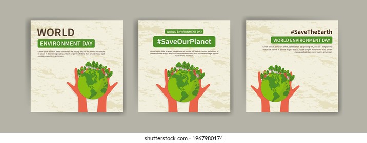 World Environment Day. Education and campaigns on the importance of protecting nature. social media post for World Environment Day.