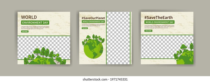 World Environment Day. Education and campaigns on the importance of protecting nature. social media post for World Environment Day.