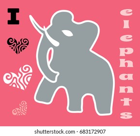 World environment day and world elephant day. Vector stickers, emblems, logo. Little elephant silhouette.