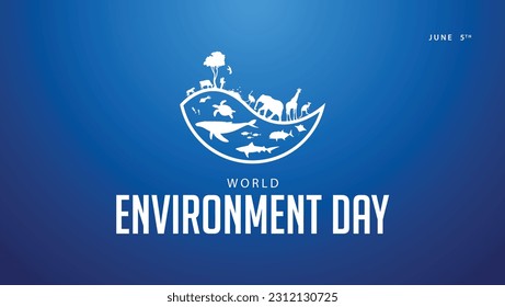 World environment day. Environmental vector illustration of origami paper. Celebrated every year on the 5th of June. Suitable for banners, web, templates, greeting cards etc