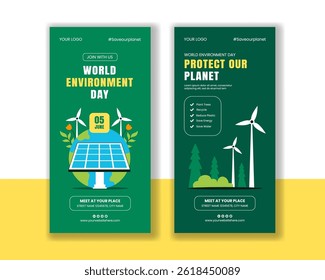 World Environment Day Flat Cartoon Illustration for Digital Vertical Banner