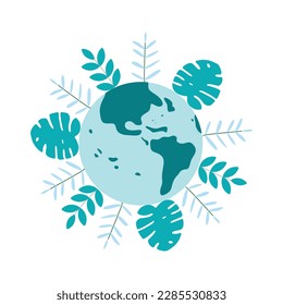 World environment day with globe and leaves