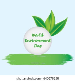 World Environment Day green brushstroke watercolor and leaves isolated on light background art creative creative modern vector illustration