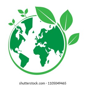 World Environment Day, green earth and leaf vector design