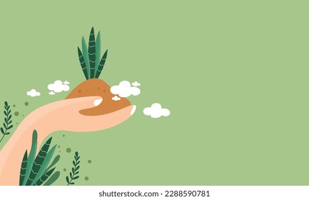 world environment day with green earth concept illustration vector 