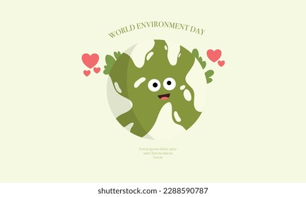 world environment day with green earth concept illustration vector 