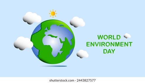 world environment day Green world of environmentally friendly cities and the concept of protecting the earth's environment. Vector illustration