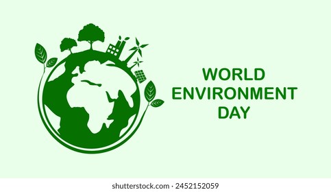 world environment day and the green world of environmentally friendly cities Help save the world concept The concept of protecting the world's environment Vector illustration