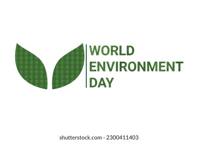 World Environment Day. Green leaf with text on white background. Vector illustration.