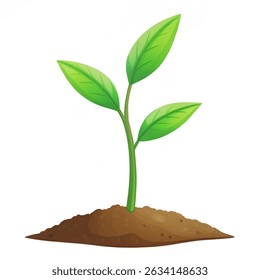 World environment day Green plant growing from natural soil.Vector illustration isolated on white background. 
