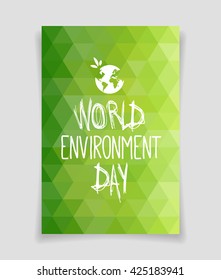 World environment day green poster with globe. Vector design