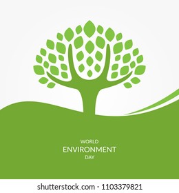 world environment day. green tree friendly design. vector illustration. green leaves shapes with curve.