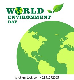 World Environment Day, Green Vector Design, Vector Illustration And Text