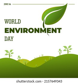 World Environment Day, Green Vector Design, Vector Illustration And Text.