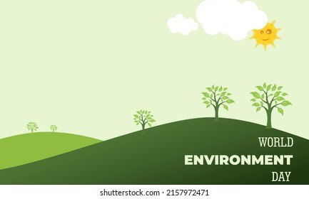 Día Mundial Del Medio Ambiente, Diseño De Vectores Verdes, Ilustración De Vectores Y Texto.