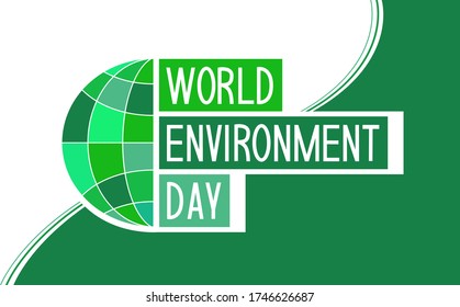 World Environment Day greeting card. Vector illustration. Banner. Green and white background.