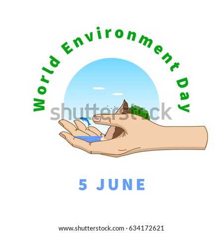 World Environment Day greeting card. Template for your design - vector illustration. The ecosystem of the planet is in our hands