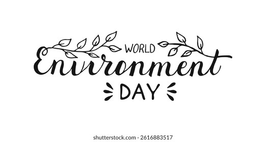 World environment day hand drawn black calligraphy lettering. Vector illustration isolated on white.