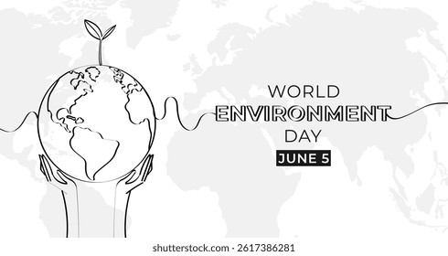 World Environment Day with hand drawn style. June 5, Vector illustration 