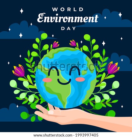 World Environment Day. Hand hold the perfect world. It means preserving the world in its entirety, not doing anything that will damage the world. Can use in media and social media. Vector illustration