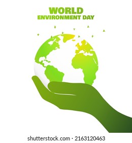 World environment day. Hand holding globe earth. Education on the importance of protecting nature concept. Vector illustration design