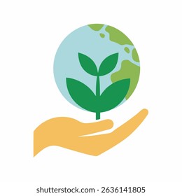 World Environment Day  Hand holding plant icon,World Environment Day concept. vector illustration on white background