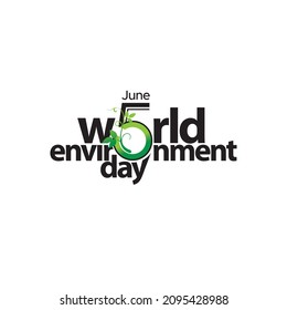 World environment day hand lettering for cards, posters etc. Vector typography with leaves illustration on white background. June 5 is beautifully included in this.