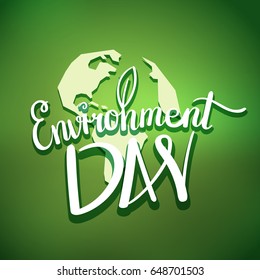 Diseño de letras a mano del día del medio ambiente mundial. Ilustración del vector