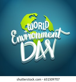 Diseño de letras a mano del día del medio ambiente mundial. Ilustración del vector
