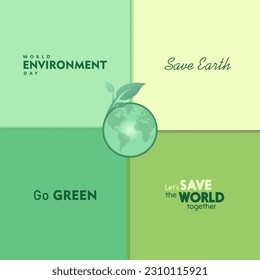 World Environment day. Happy Environment day, 05 June. simple vector banner with green palette color background