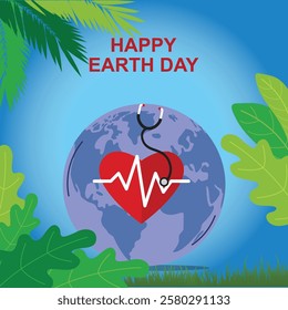 World Environment Day. Heart bit, love and nature. Save our Planet earth Day.