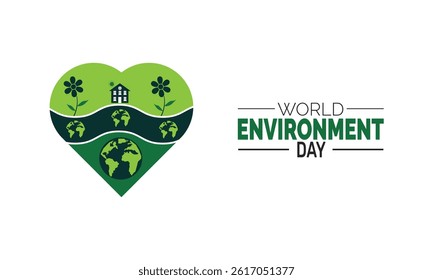 world environment day. holiday concept, Perfect for banners, cards, posters, and  social media design with animal ,house, planet earth ,green background