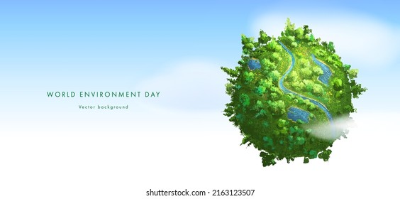 World environment day horizontal background. Earth globe with splashes in watercolor style art. Concept design for web banner, poster, wallpaper. Vector illustration