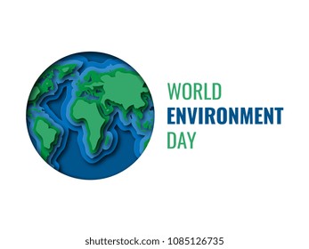 world environment day horizontal banner design layout with text and paper cut colorful symbol of planet. vector illustration for greeting cards, posters, flyers, invitations, brochures