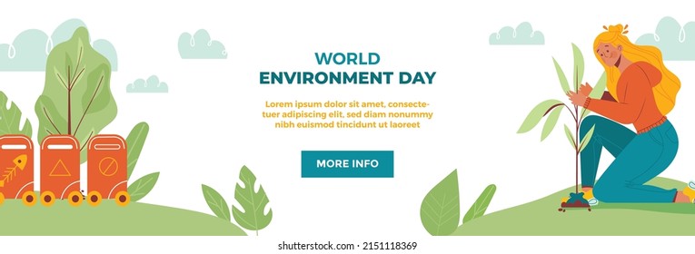 world environment day horizontal banner vector flat design